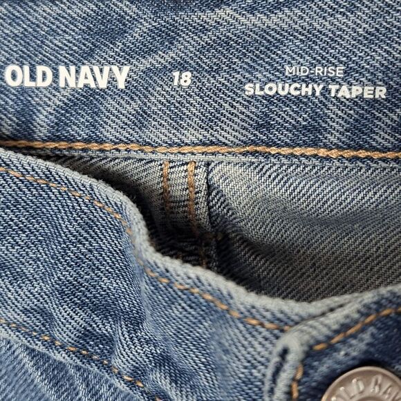 Old Navy Mid-Rise Button-Fly Slouchy Taper Non-Stretch Ankle Jeans size 18 - Picture 8 of 13